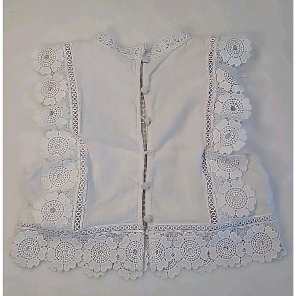 White Embroidered Crochet Crop Top XS Fairy Festival Coquette Dainty Romantic - Picture 3 of 7